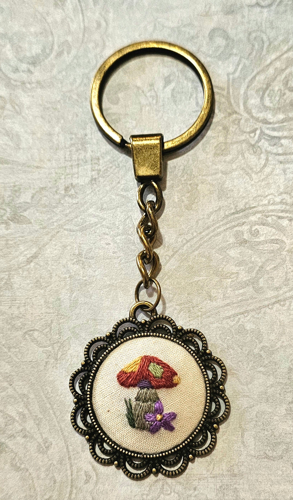 Hand embroidery keychain