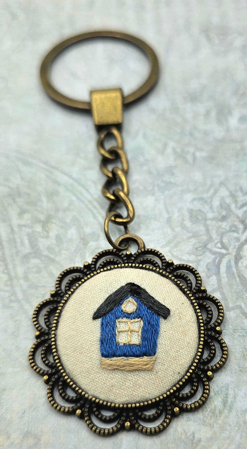 House Keychain- Hand Embroidery
