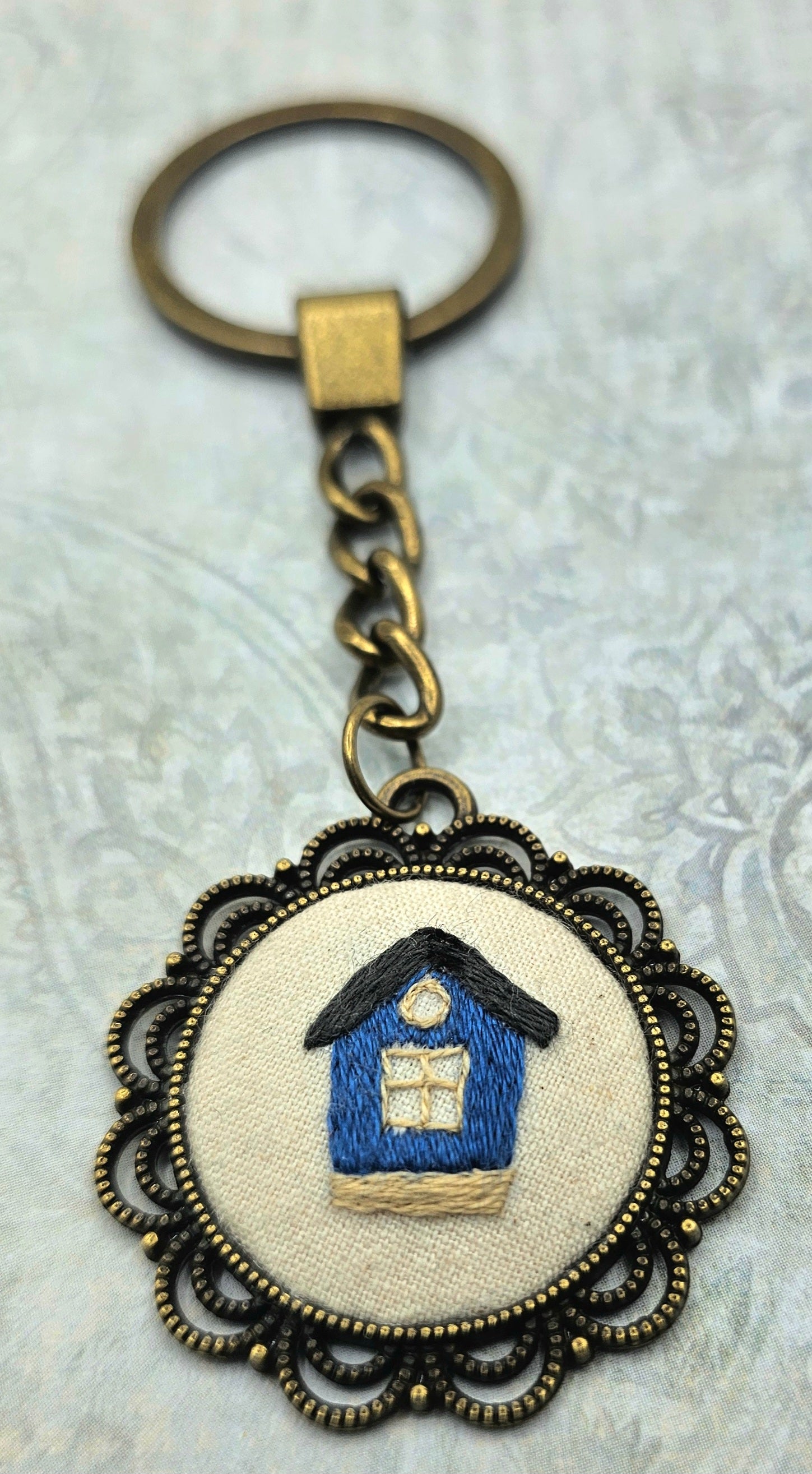 House Keychain- Hand Embroidery