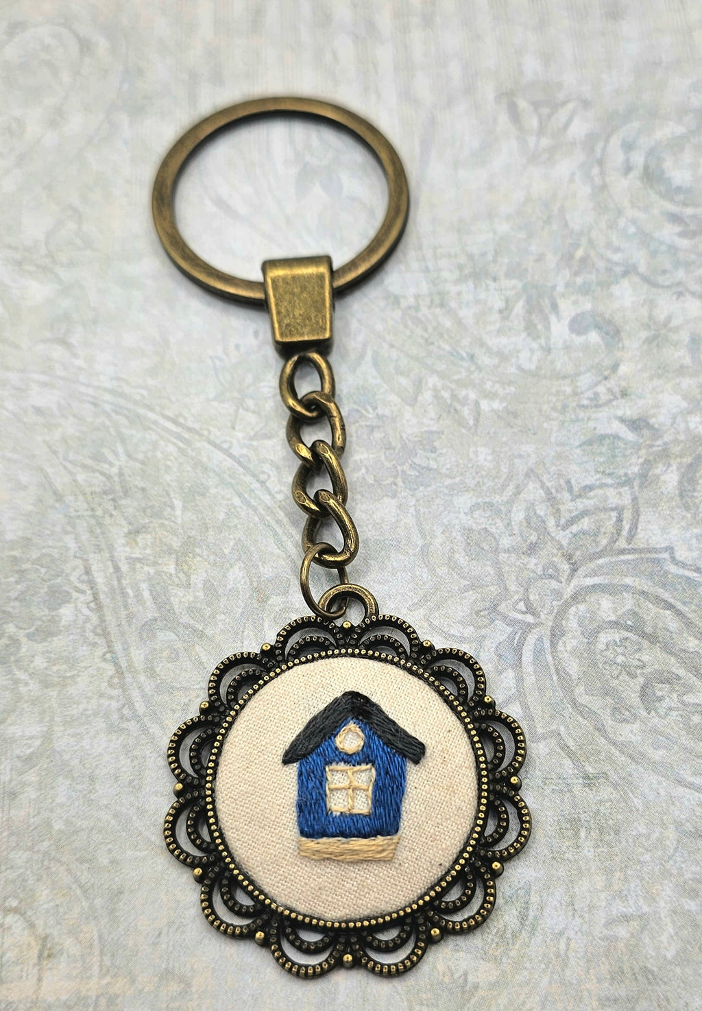 House Keychain- Hand Embroidery