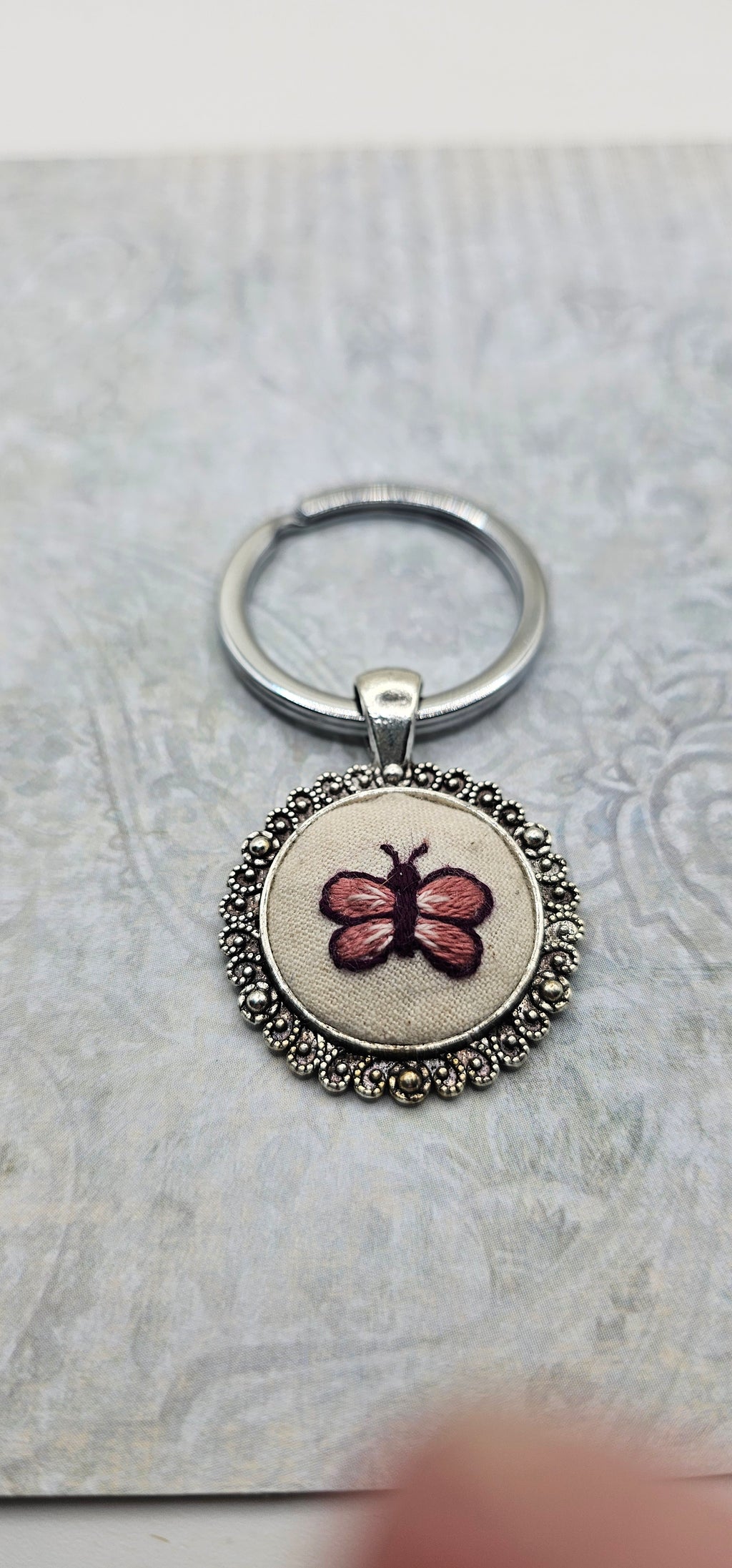 Butterfly Keychain- Hand Embroidery