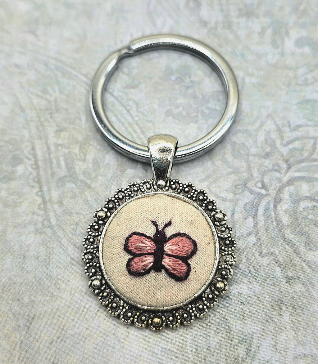 Butterfly Keychain- Hand Embroidery