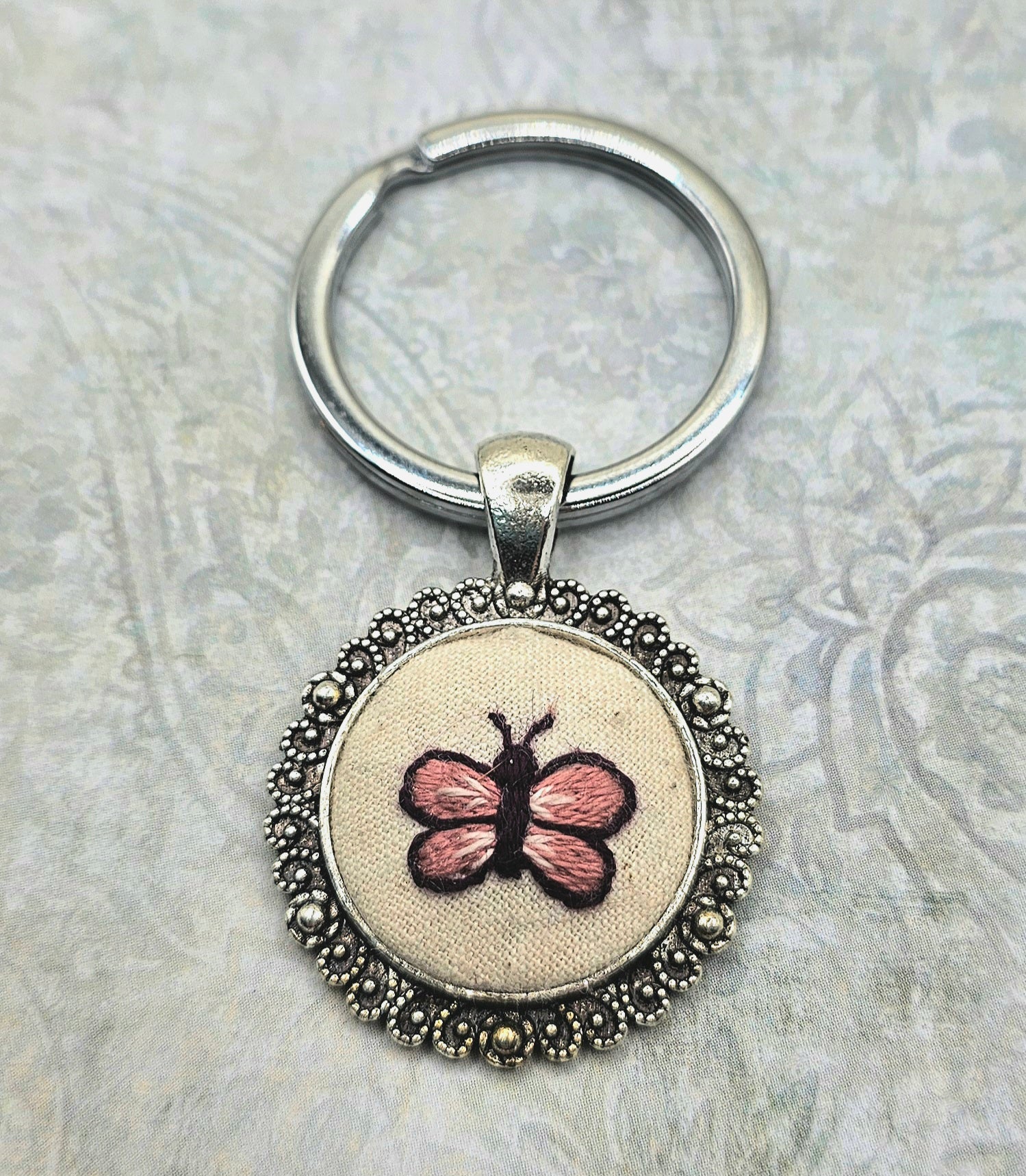 Butterfly Keychain- Hand Embroidery