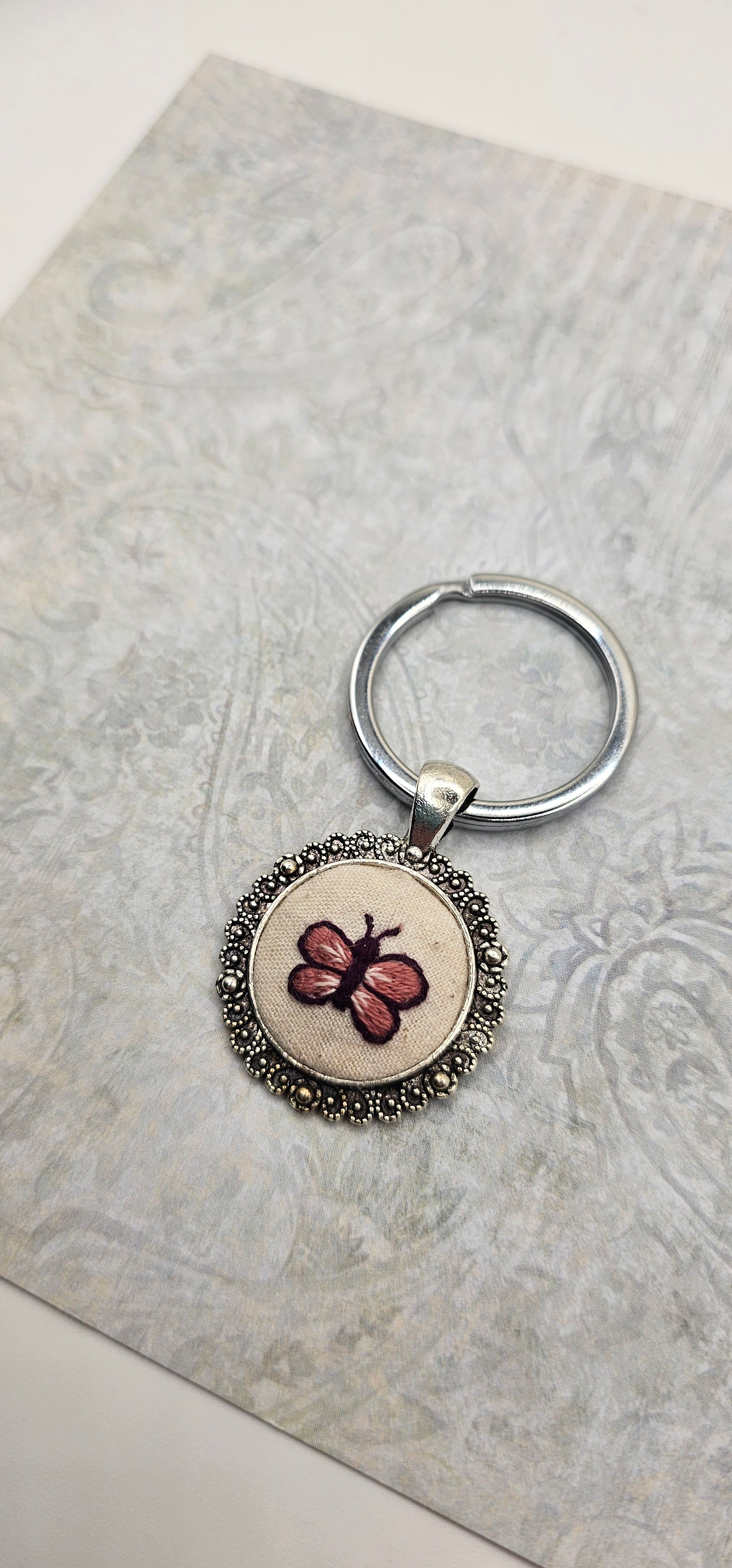 Butterfly Keychain- Hand Embroidery