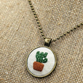 Cactus Necklace - Hand Embroidery