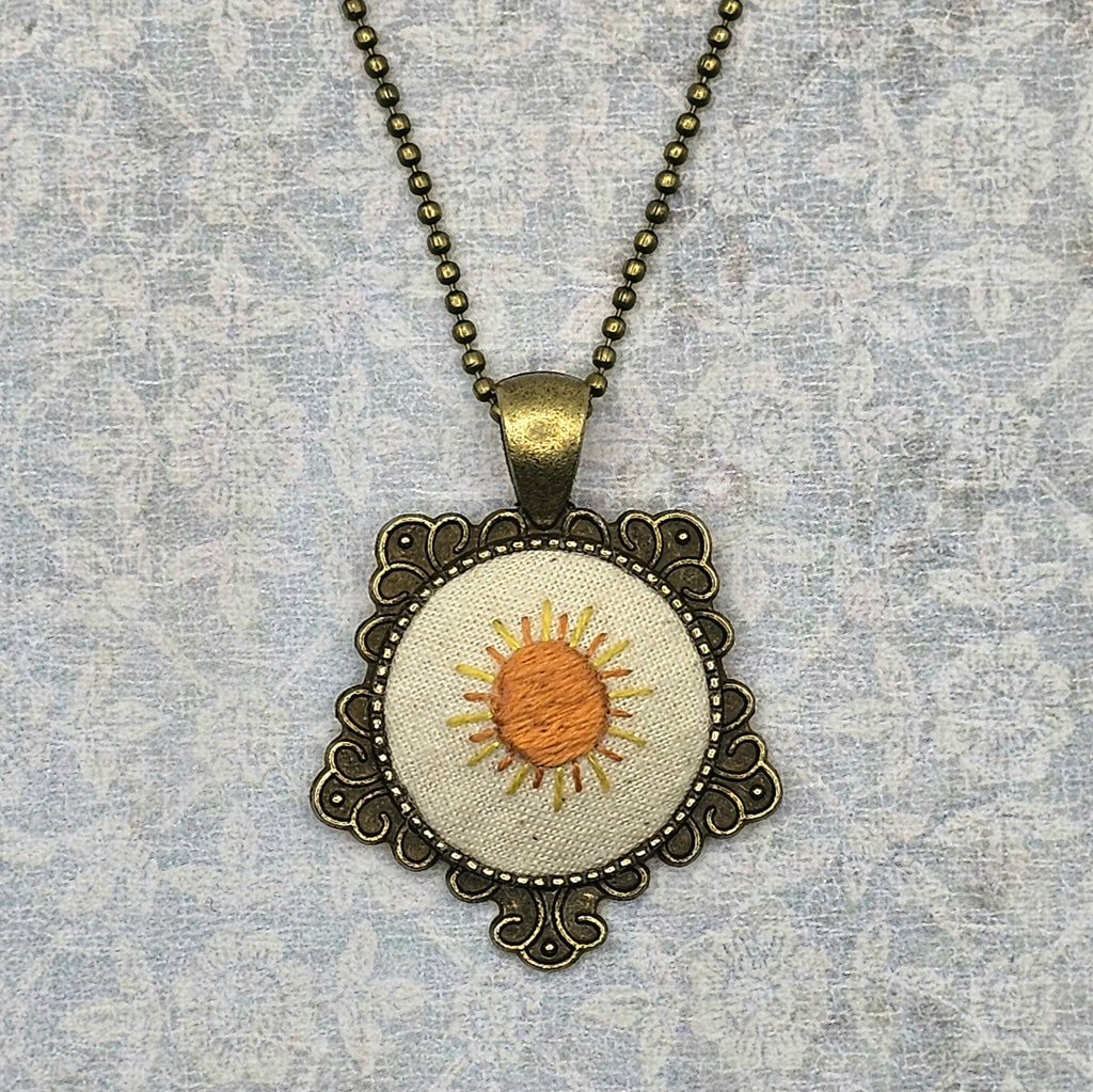 Sunshine Necklace - Brass - Hand Embroidery