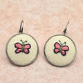 Butterfly Earrings Purple/Pink - Silver - Hand Embroidery