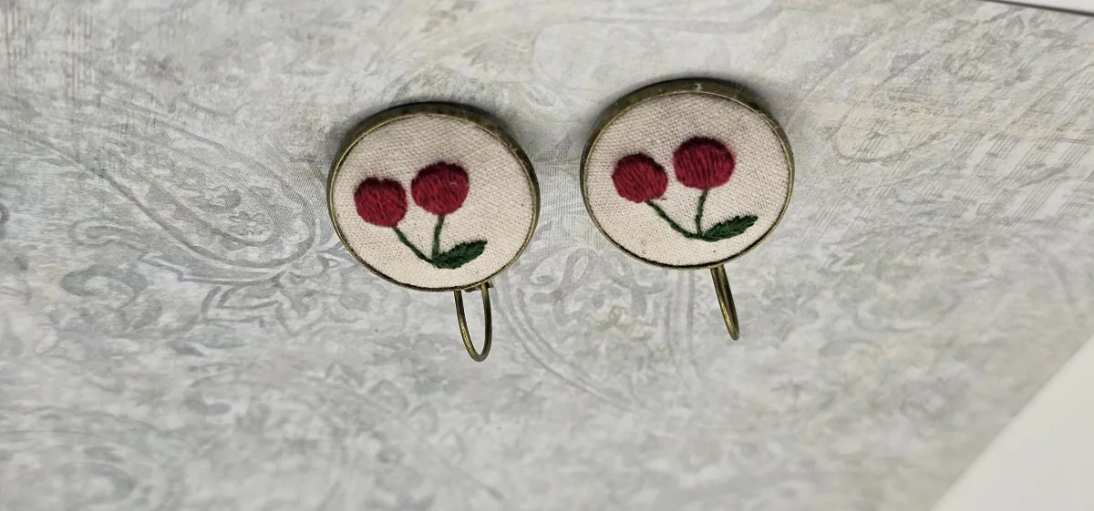 Cherry Silver Earrings view 2