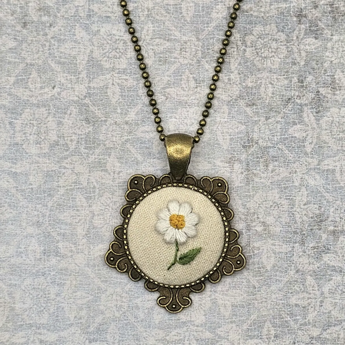 Daisy Flower Brass Necklace