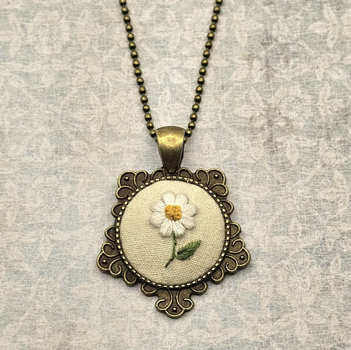 Daisy Flower Brass Necklace view 2