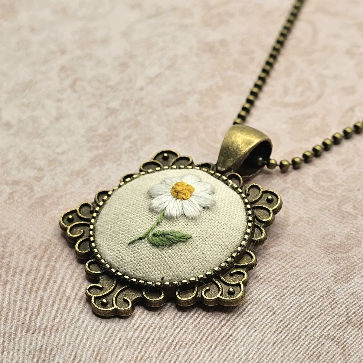 Daisy Flower Brass Necklace view 3