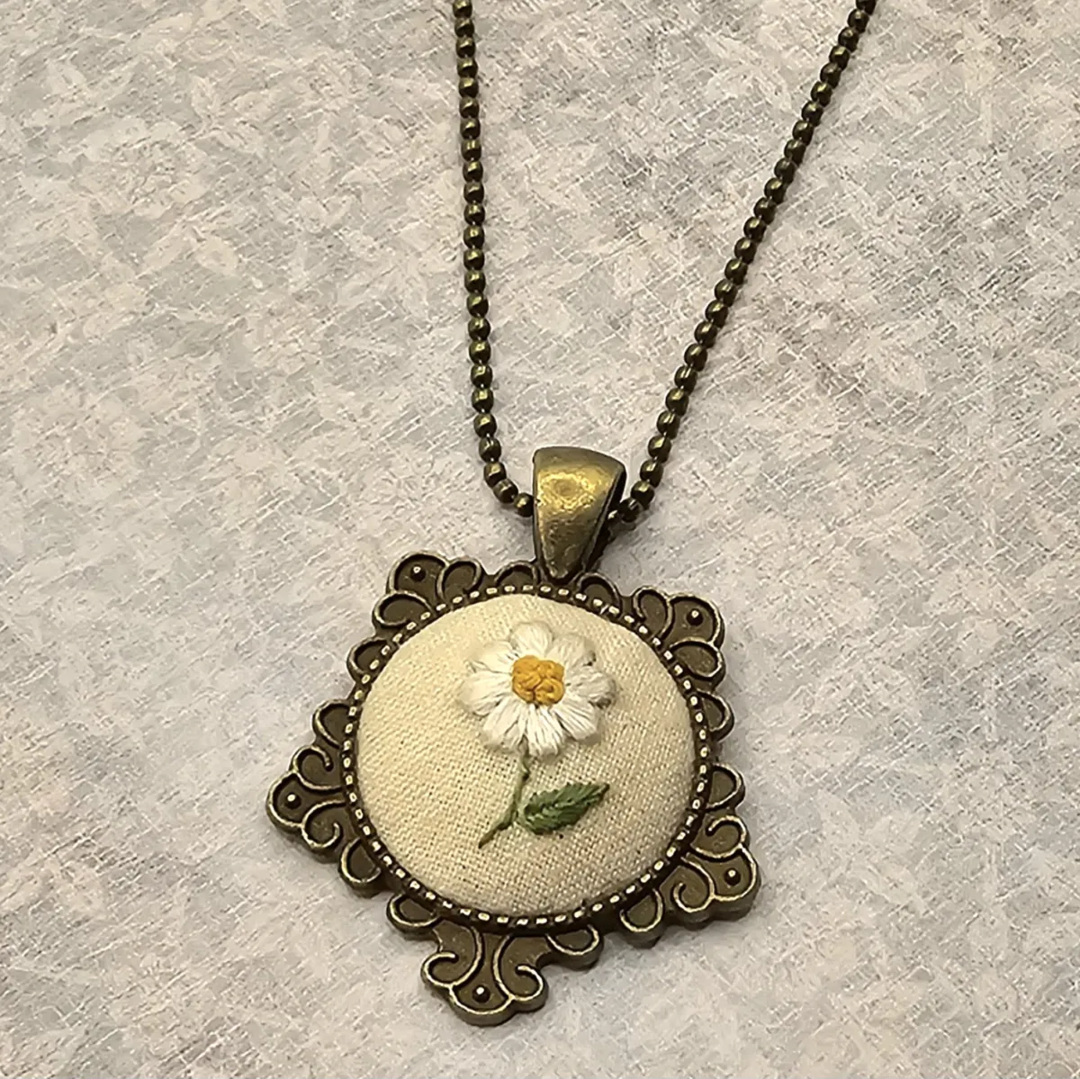 Daisy Flower Brass Necklace view 4
