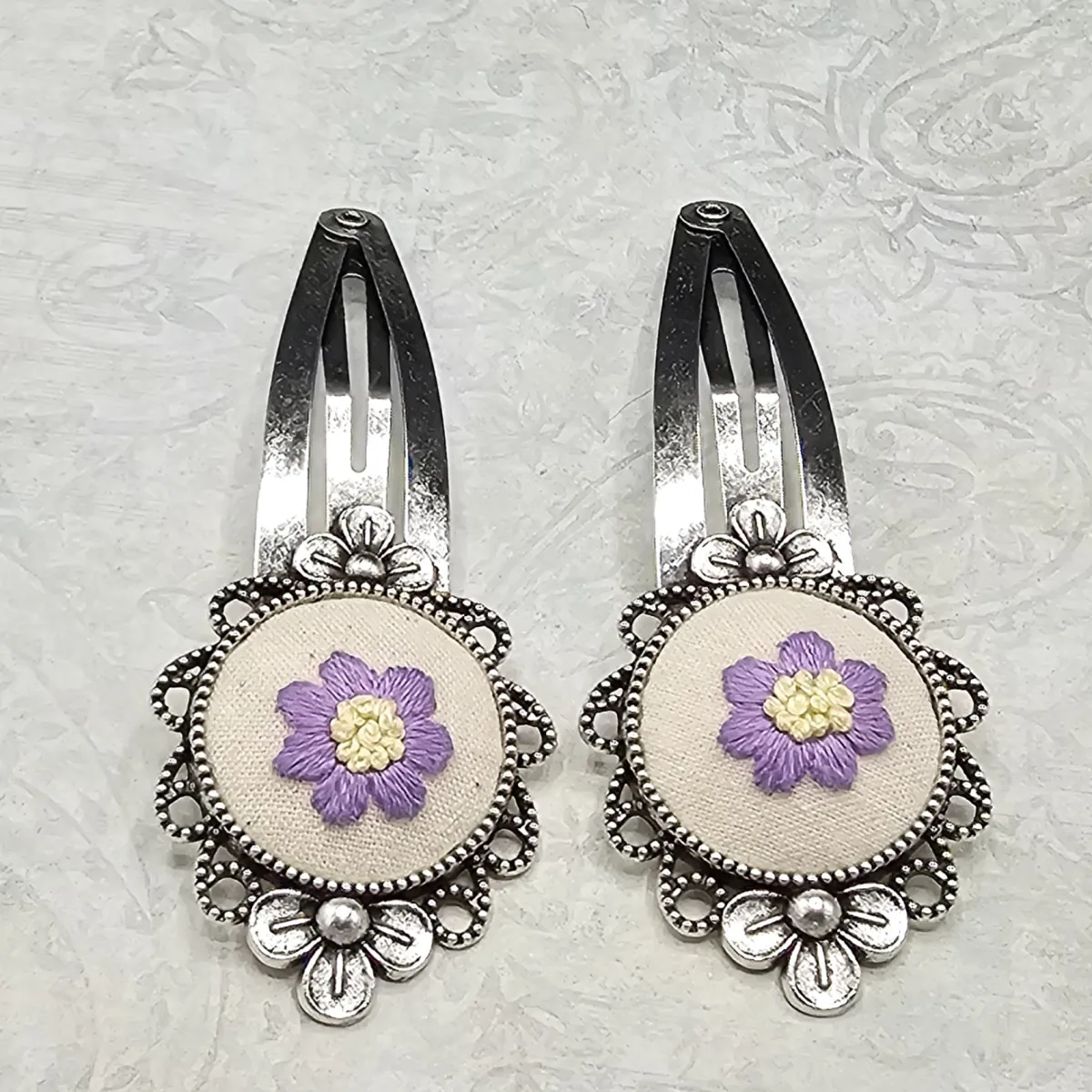 Lavender Silver Barrettes view 1