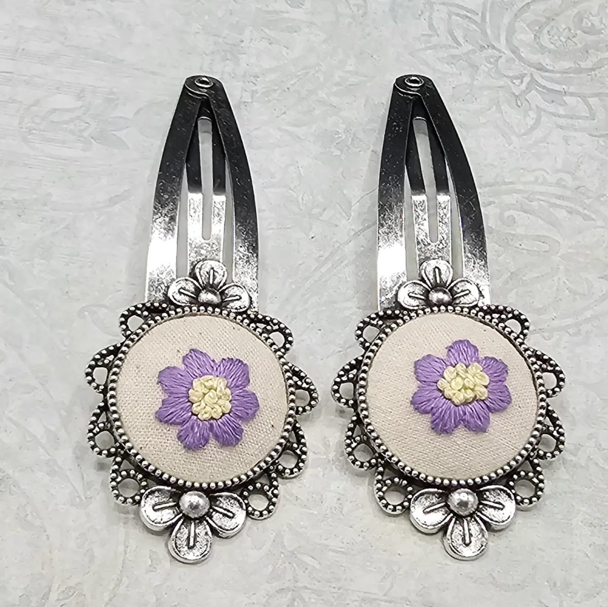 Lavender Silver Barrettes view 3