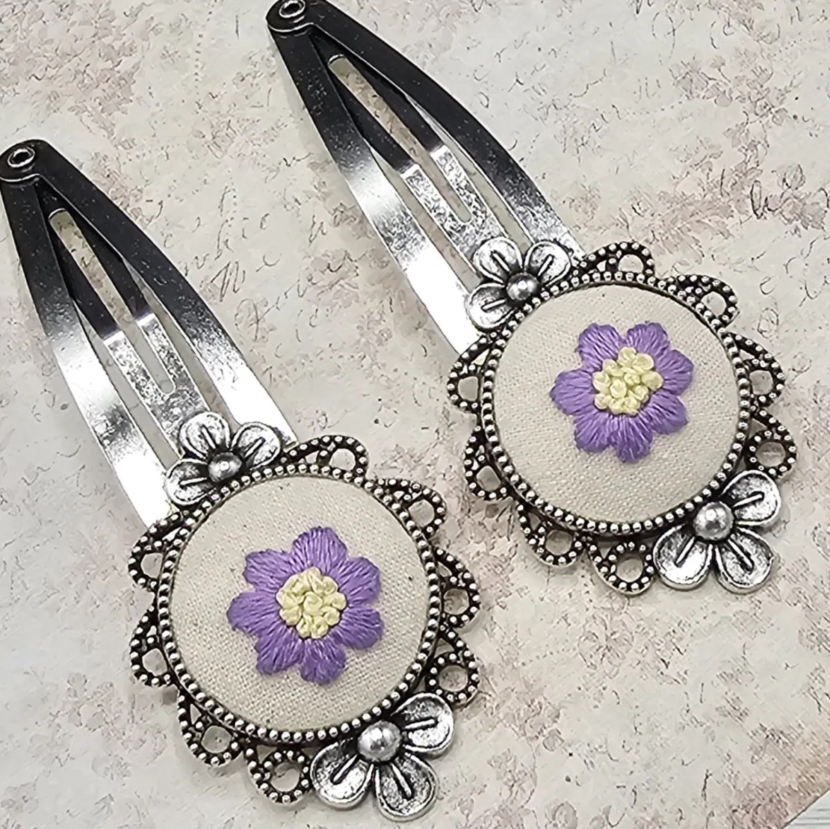 Lavender Silver Barrettes view 4