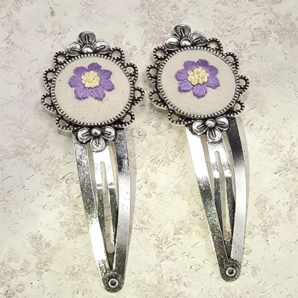 Lavender Silver Barrettes view 5