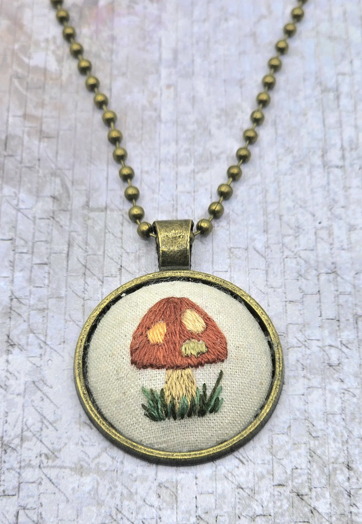 Mushroom Brass Necklace view 3