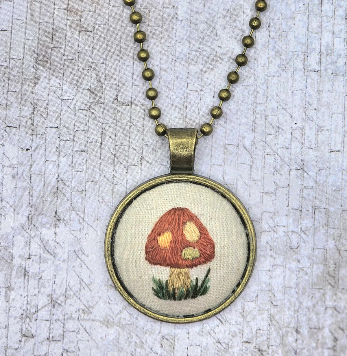 Mushroom Brass Necklace view 4