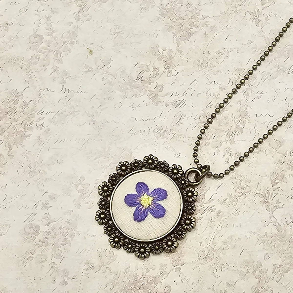Purple and Yellow Flower Necklace view 4