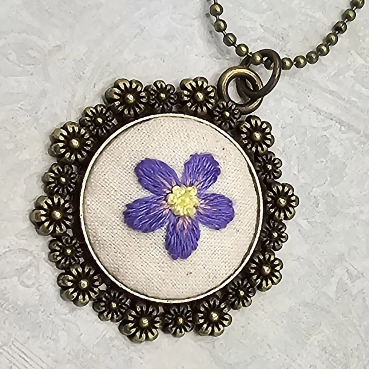 Purple and Yellow Flower Necklace view 5