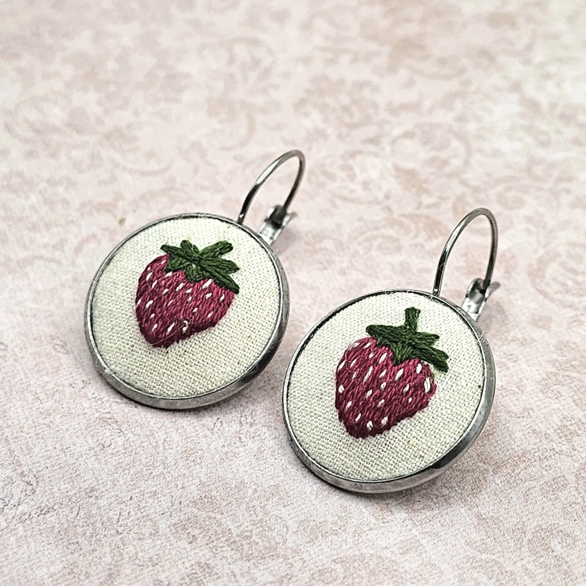 Strawberry Silver Earrings view 2