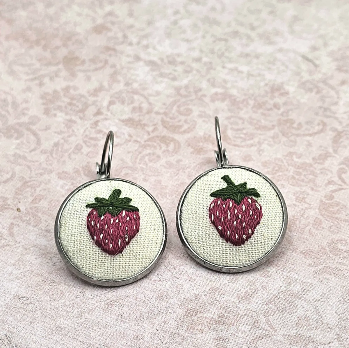 Strawberry Silver Earrings view 3
