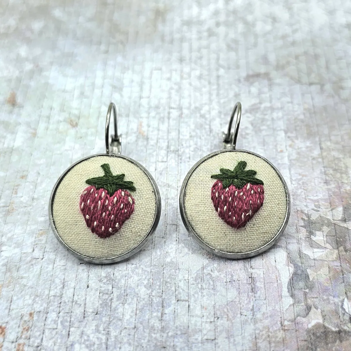 Strawberry Silver Earrings view 4